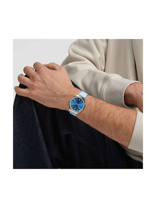 Swatch Uhr Solar mit Blau Kautschukarmband