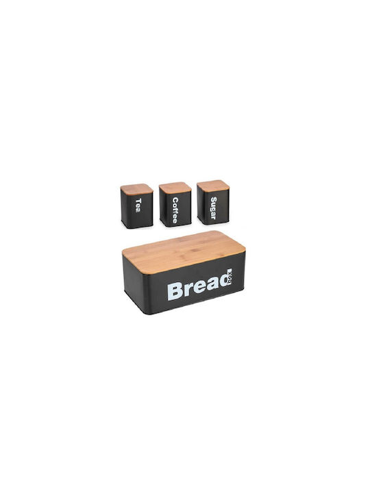 Sidirela Brotkasten mit Deckel Metallisch Gray 40x20x17cm