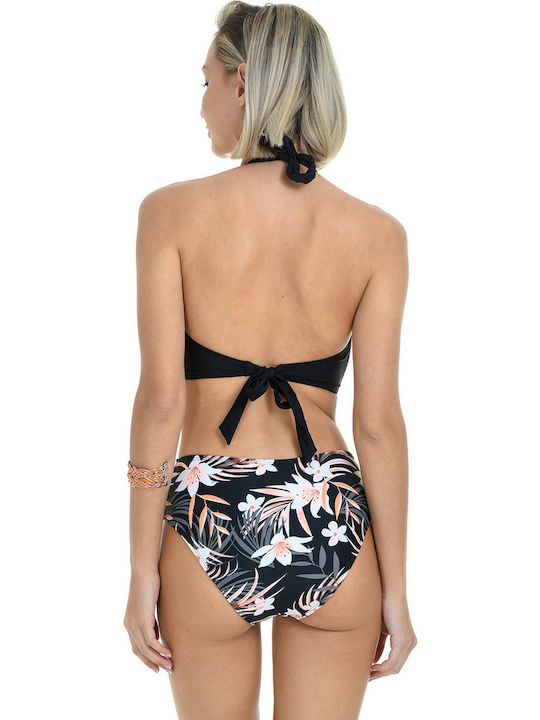 Set Bikini Τριγωνάκι Floral Μαυρο