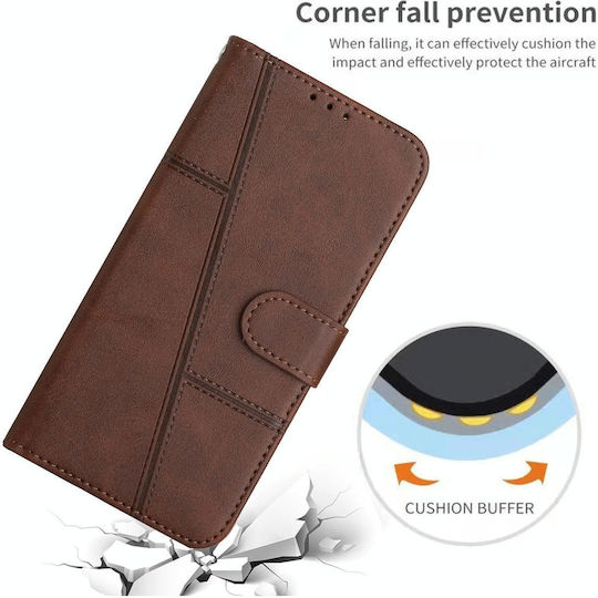 Husă de telefon din piele cu textură de vițel cusută pentru Motorola Edge 30 Neo Edge 30 Lite, maro