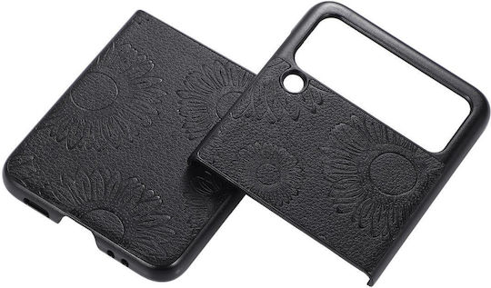 Samsung Galaxy Z Flip3 5G Sunflower Pattern Leather + TPU + PC Shockproof Mobile Phone Case Black