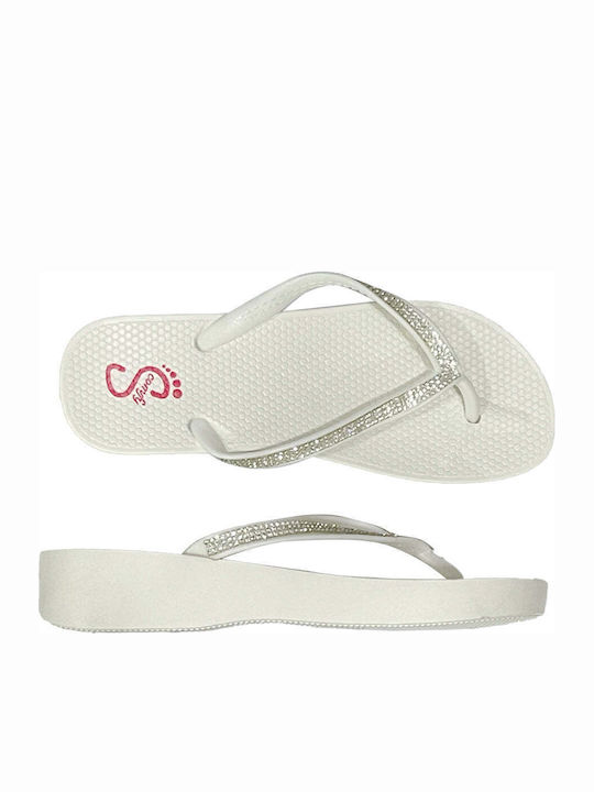 Women's Flip Flops with Silver Platforms