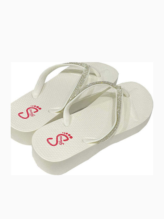 Women's Flip Flops with Silver Platforms