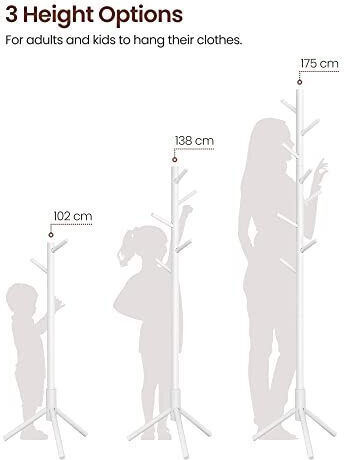 Songmics Καλόγερος Ξύλινος Λευκός 47x47x175cm