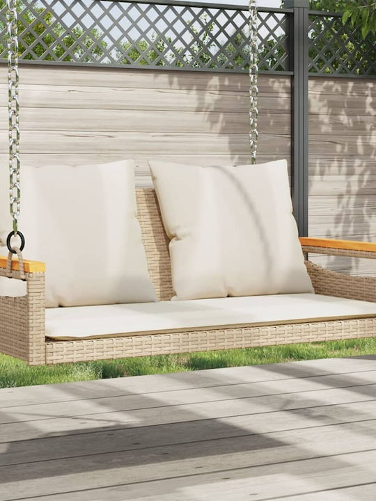 Rattan Swing Beige with 110kg Maximum Weight Capacity L109xW62xH40cm