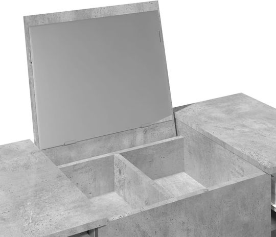 Bodenstehende Schminktisch Schlafzimmer Holz Grau mit Spiegel 100x45x76cm