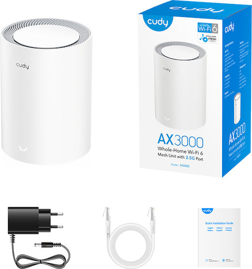 Cudy M3000 v2 WiFi Mesh Network Access Point Wi‑Fi 6 Dual Band (2.4 & 5GHz) White