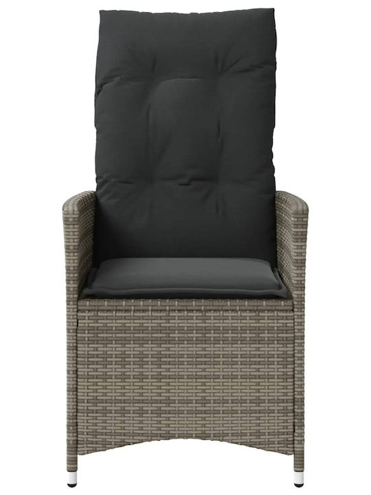 Scaun de exterior Rattan Gri cu pernă 2buc 49x50.5x92cm