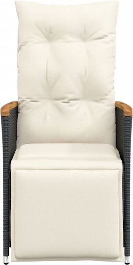 Fotoliu de exterior Rattan Black cu pernă 2buc 49x50.5x85cm