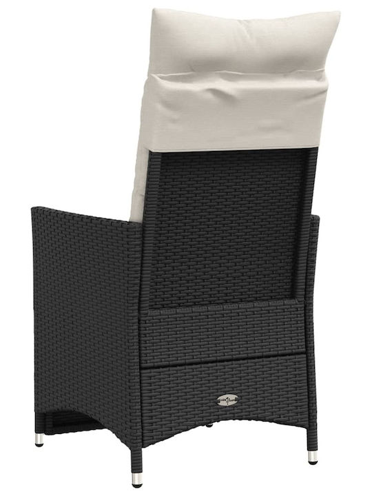Outdoor Armchair Rattan Black with Cushion 2pcs 49x50.5x92cm