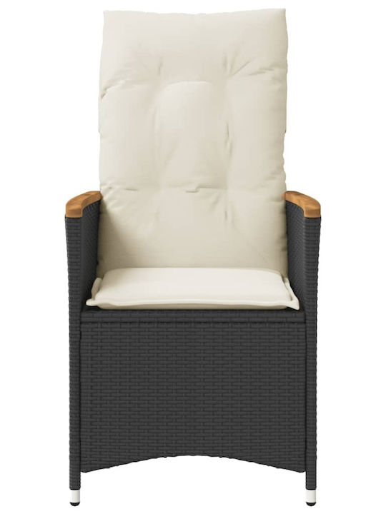 Outdoor Armchair Rattan Black with Cushion 2pcs 49x50.5x92cm