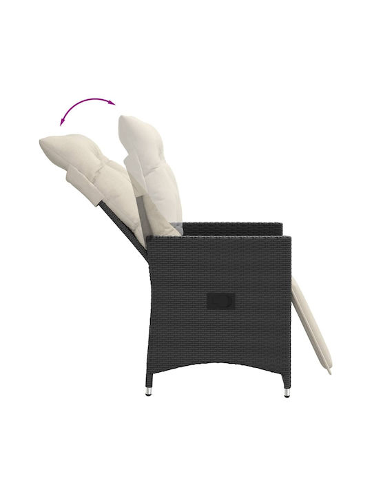 Outdoor Armchair Rattan Black with Cushion 2pcs 49x50.5x92cm