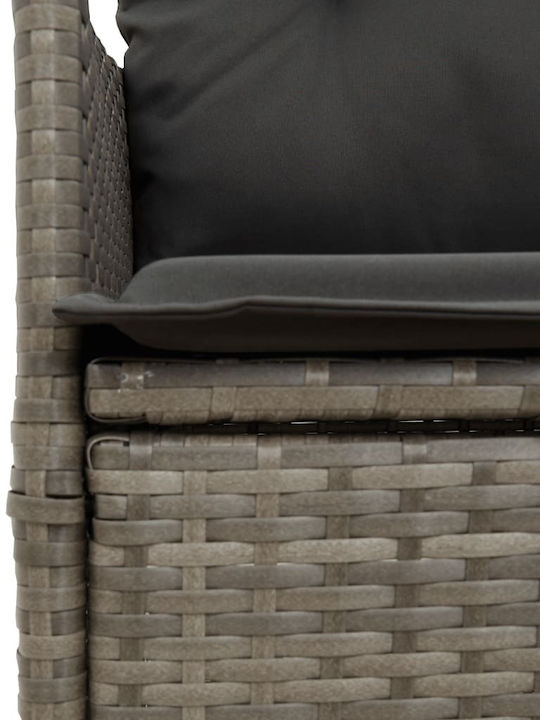 Scaun de exterior Rattan Gri cu pernă 2buc 49x50.5x92cm