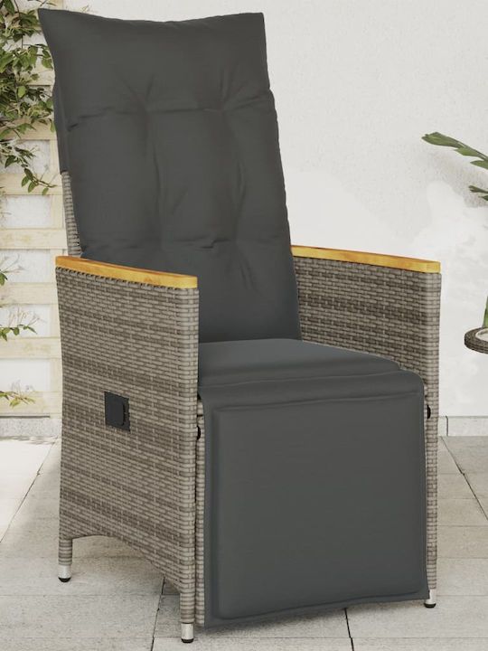 Scaun de exterior Rattan Gri cu pernă 49x50.5cm