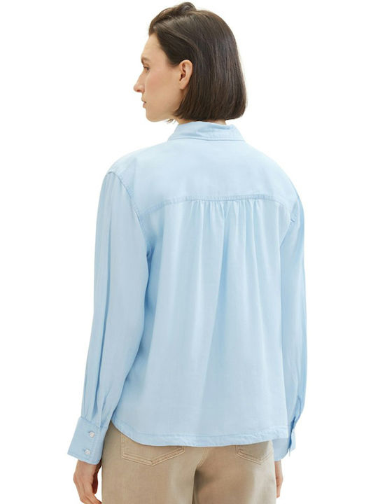 Tom Tailor Women's Denim Long Sleeve Shirt Light Stone Blue Denim