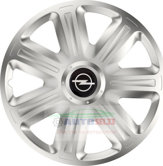 Versaco Car Hubcap Set with Opel Emblem 15" 4pcs Silver