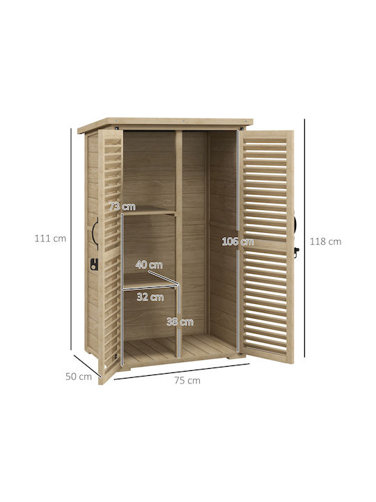 Double Door Wardrobe Wooden with 2 Shelves 75x50x111cm