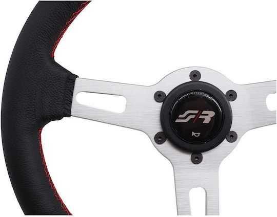 Simoni Racing Volan Auto Din Piele Triactin cu Diametru 35cm Roșu/Negru