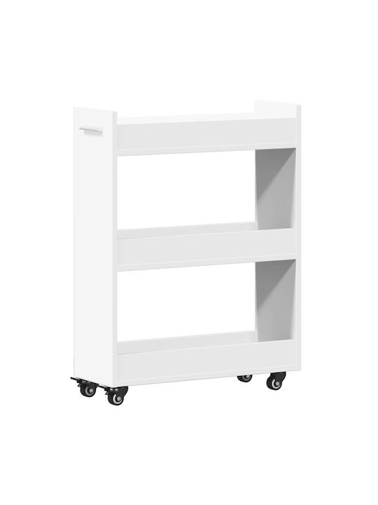 vidaXL Wooden Kitchen Trolley 3 Tiers White 60x22x79cm