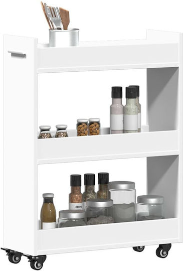 vidaXL Wooden Kitchen Trolley 3 Tiers White 60x22x79cm