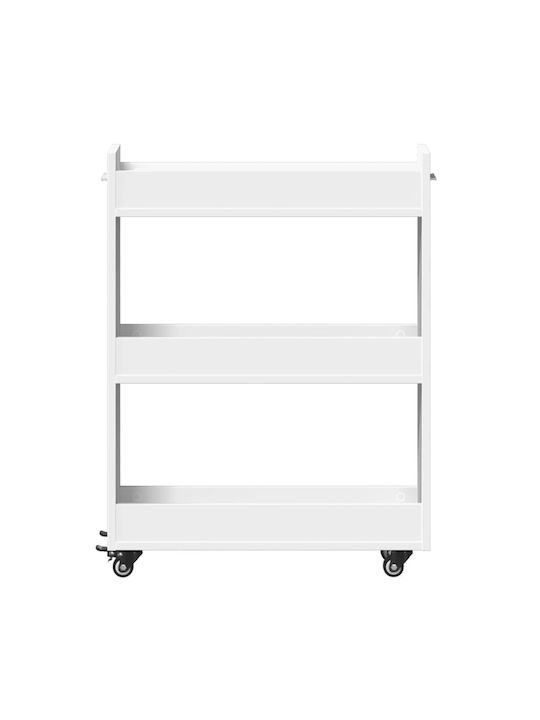 vidaXL Wooden Kitchen Trolley 3 Tiers White 60x22x79cm