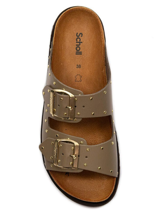 Beatriz Leather Women's Flat Sandals in Brown Color