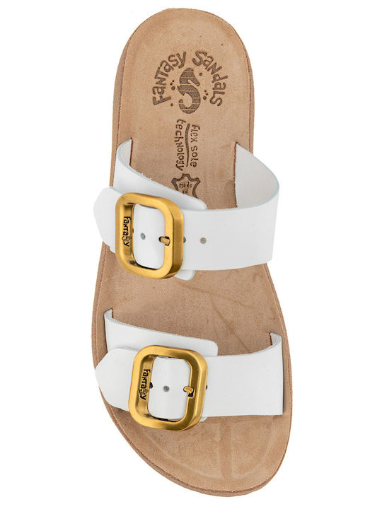 Fantasy Sandals Tessa Leder Damen Flache Sandalen Anatomisch in Weiß Farbe