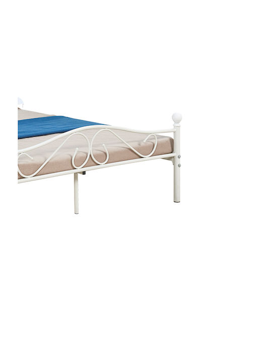 Yorick Double Metal Bed White for Mattress 140x190cm