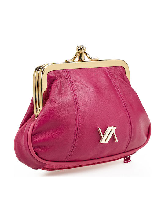 Small Leather Women's Wallet Coins Fuchsia