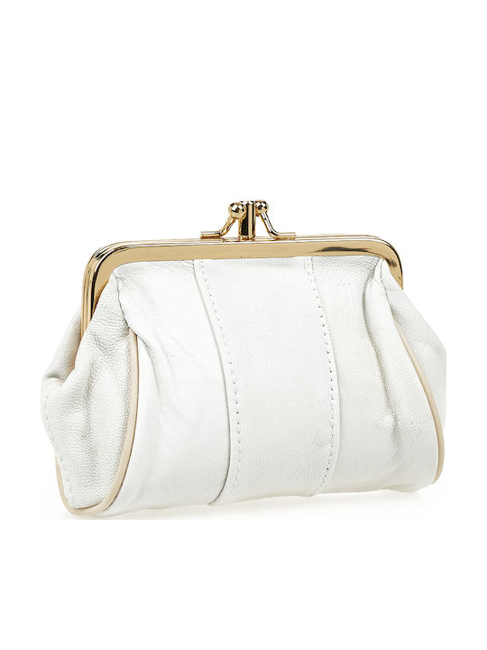 Small Leather Women's Wallet Coins Ecru