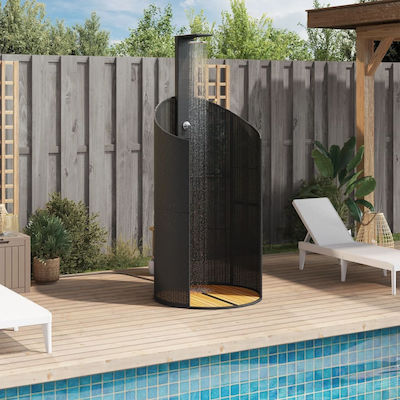 Outdoor Shower 100x100x241.5 cm Synthetic Rattan Acacia Wood