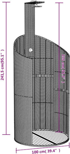 vidaXL Pool Shower Made of Natural Wood 241.5x100x100cm Pink
