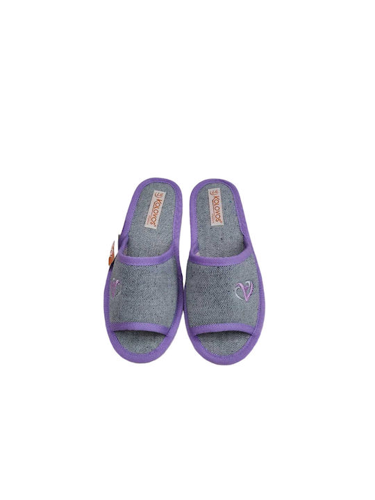 Kolovos Terry Winter Women's Slippers in Purple color