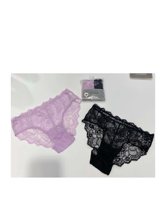 Promise Damen Slip 2Pack mit Spitze Purple