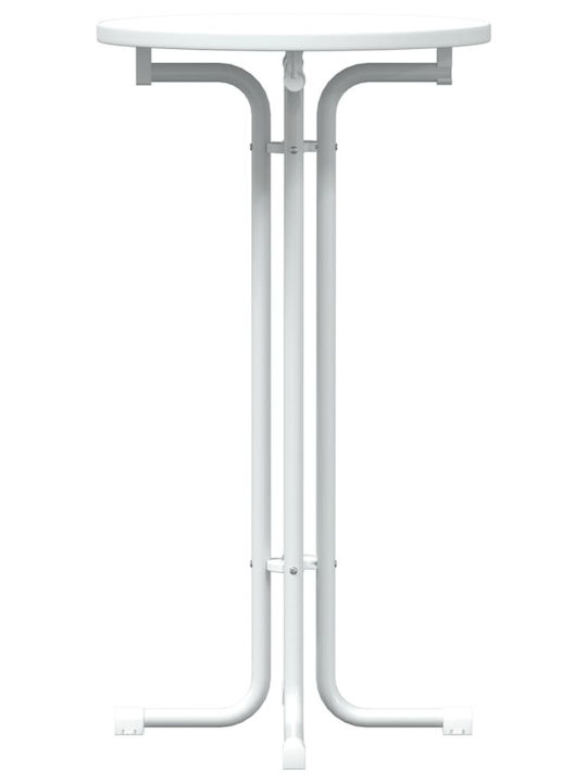 Round Table Bar Collapsible Wooden with Metal Frame White 60x60x110cm