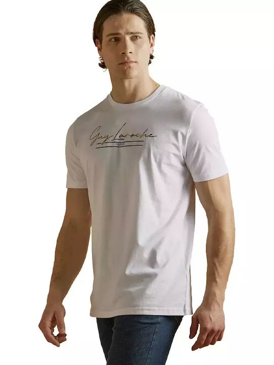 Guy Laroche T-shirt Bărbătesc cu Mânecă Scurtă Alb