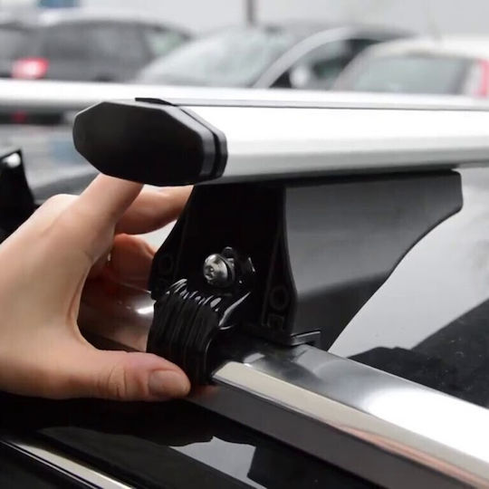 Menabo Menabo Aluminum Car Roof Bars 135cm Set with Roof Rack Legs for Cars with Factory Bars Silver