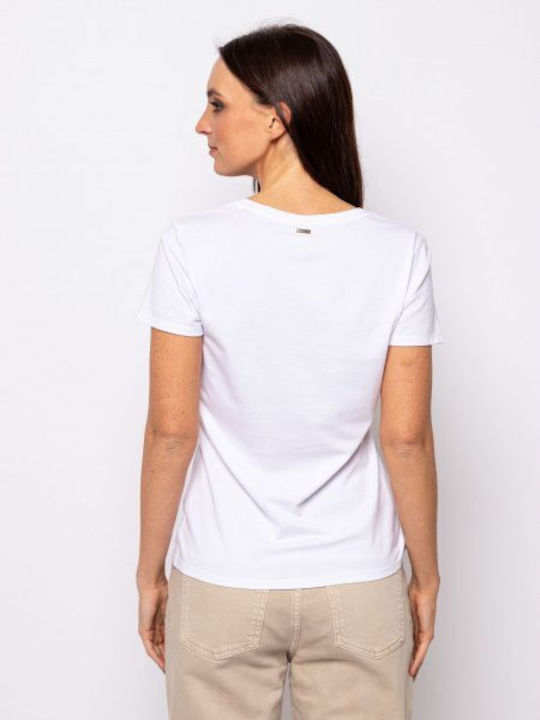 Heavy Tools Damen T-shirt mit V-Ausschnitt White