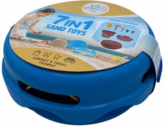 Folding Beach Bucket Toys 7 in 1 Compactoys-blue