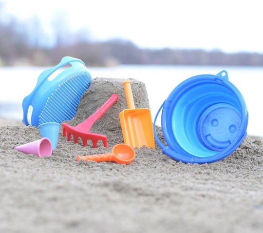 Folding Beach Bucket Toys 7 in 1 Compactoys-blue