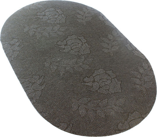 Non-Slip Bath Mat Oval ZE1AG93QWS46C Black 60x40cm