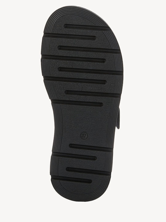 Leather Women's Flat Sandals in Black Color
