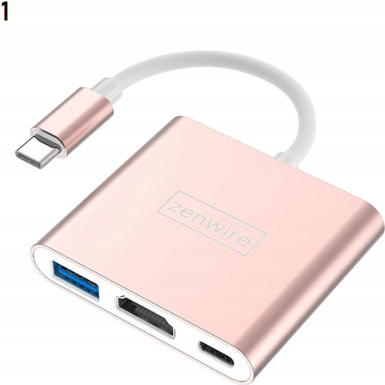 Zenwire Adapter 3-in-1 Hub USB-C 4K HDMI PD MacBook Dex Zenwire