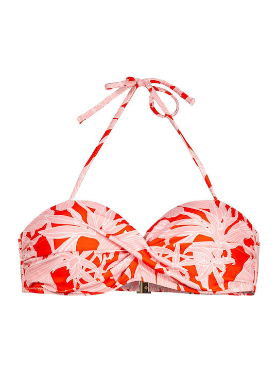 Top De Bikini Fără Bretele Cupe B Floral Multicolor