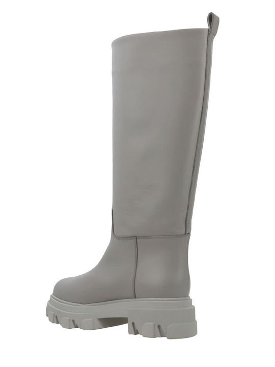 Leather Women's Boots Gray