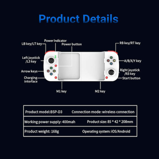 Honson Ασύρματο Gamepad για Android / iOS Πολύχρωμο