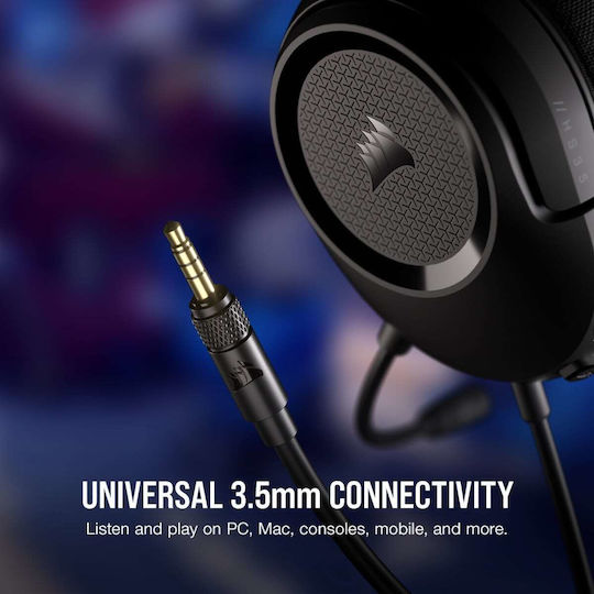 Corsair HS35 V2 Over Ear Gaming Headset με σύνδεση 3.5mm Μπλε for PC / PS4 / PS5 / XBOX