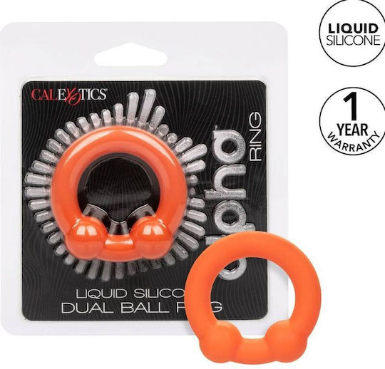 Calexotics Alpha Dual Ball Δαχτυλίδι Πέους Σιλικόνης Πορτοκαλί
