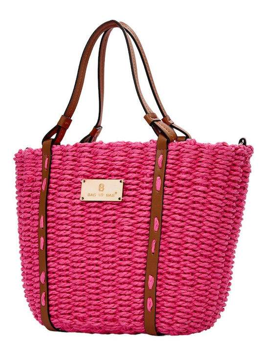 Bag to Bag Ψάθινη Women's Bag Shoulder Fuchsia