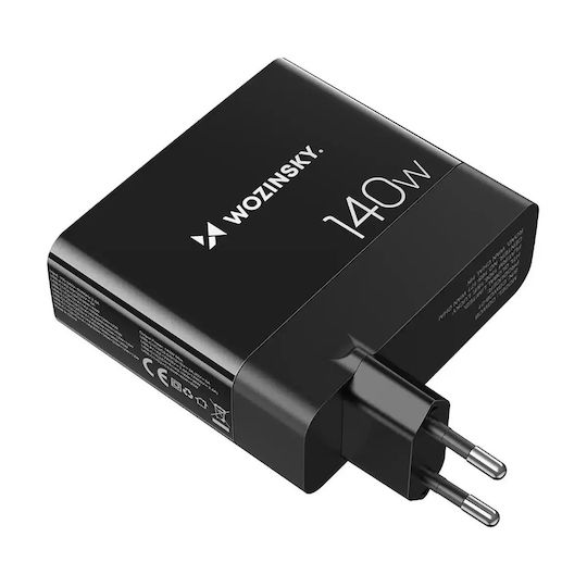 Wozinsky Charger Without Cable GaN with 2 USB-A Ports and 3 USB-C Ports 140W Blacks (CGWCB)